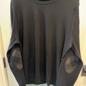 Burberry Black Crewneck Sweater with Elbow Patches